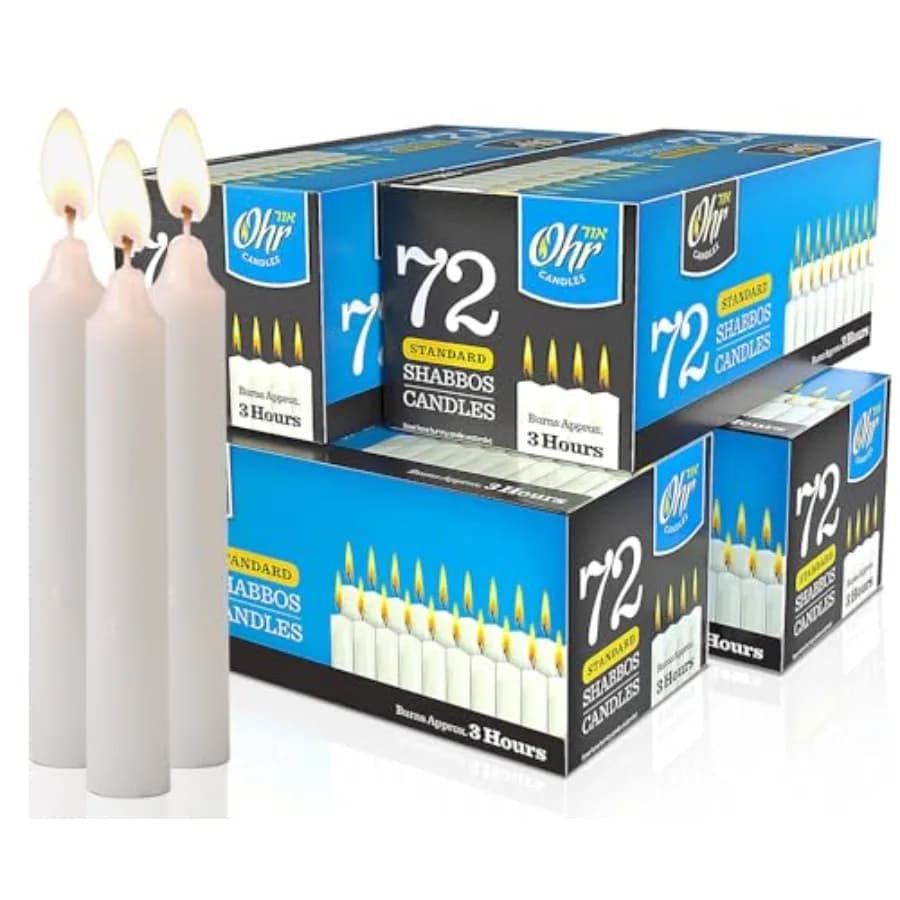 Candele per Shabbat, Candele Tradizionali per Shabbos, Durata 3 Ore, Confezione da 72 Pezzi, Confezione da 4, All'Ingrosso