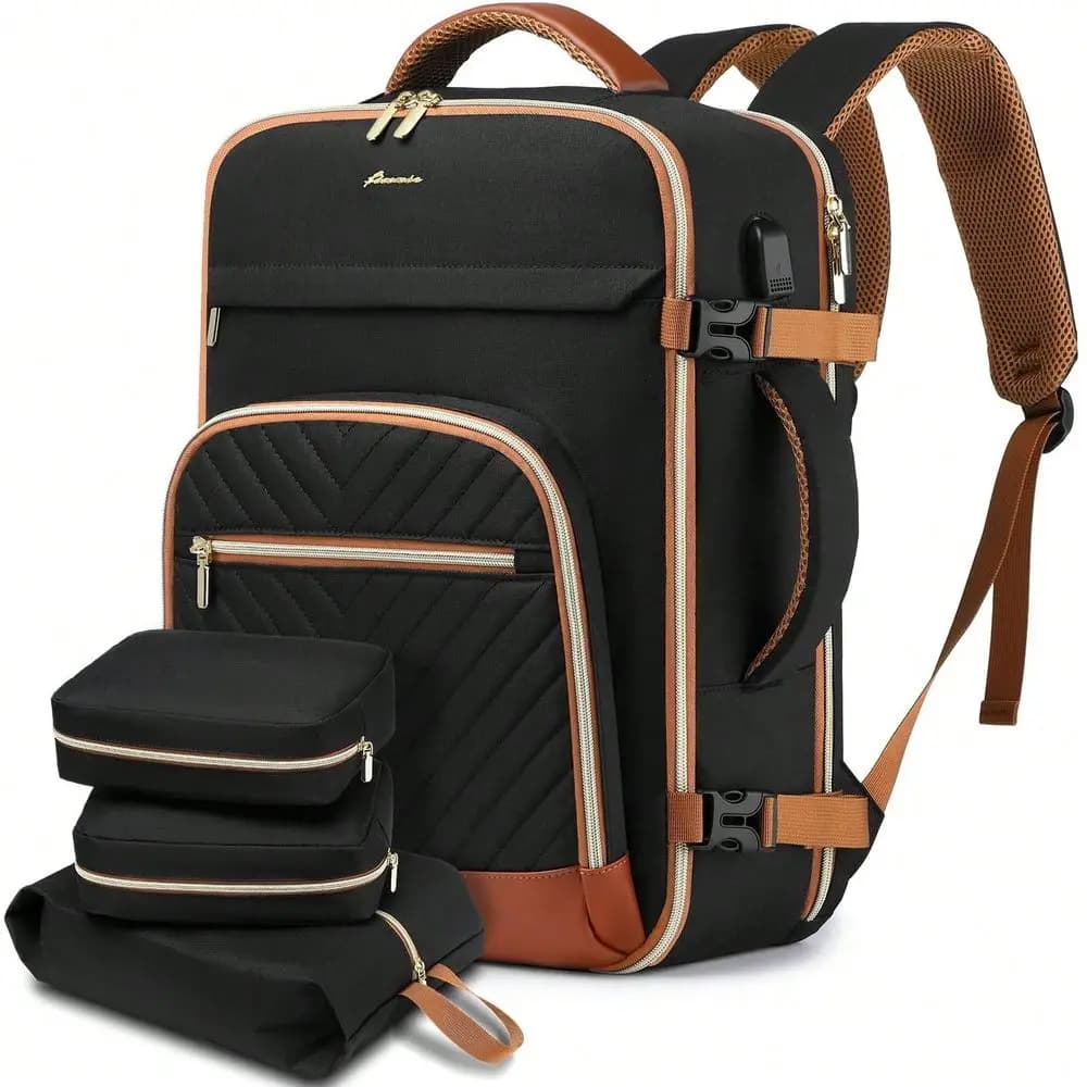 Zaino da viaggio Carry On approvato per il trasporto aereo, 40L, impermeabile, conforme alle norme TSA, borsa da giorno per donna, borsa da weekend, adatta per laptop da 17 pollici.