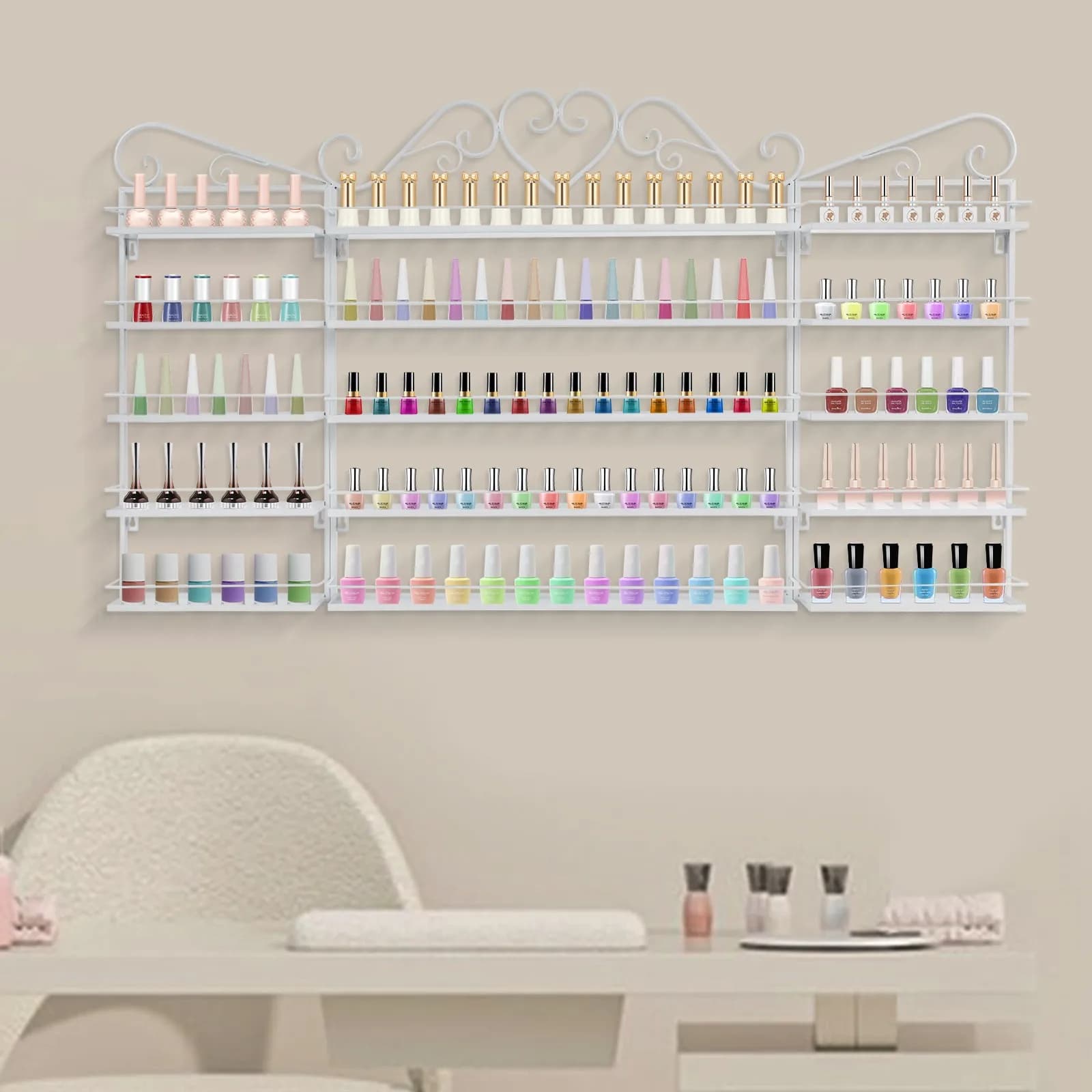Organizzatore per Smalti a 5 Ripiani, Espositore da Parete per Salone di Manicure