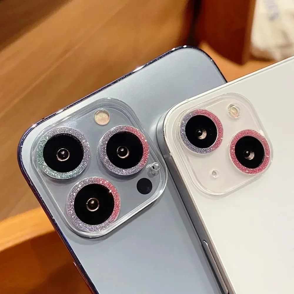 Vetro protettivo per obiettivo fotocamera glitterato per IPhone 15 16Pro 14 Pro 16 Max Mini pellicola per custodia per obiettivo con diamante a copertura totale