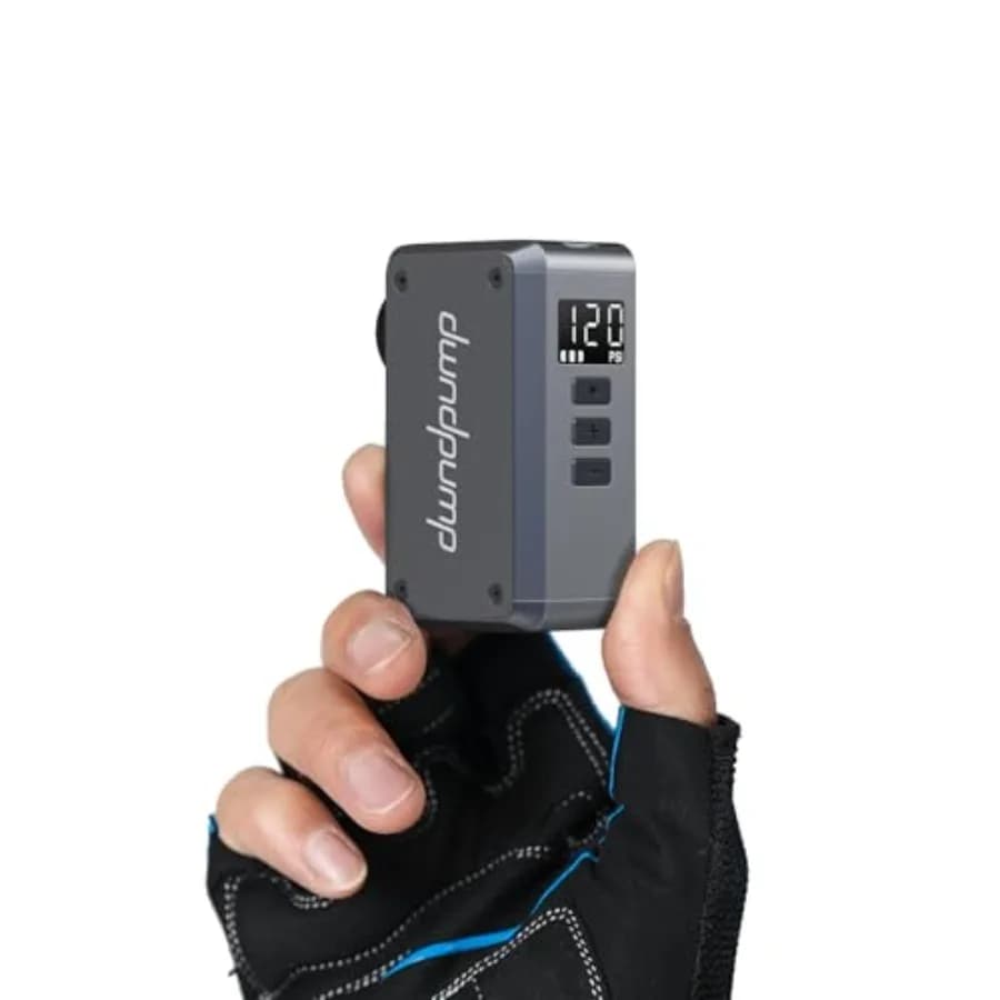 Mini Pompa per Bicicletta con Manometro, Pompa Elettrica per Bici 120 PSI, Pompa d'Aria Ricaricabile Portatile, Spegnimento Automatico, con Valvole Presta e Schrader