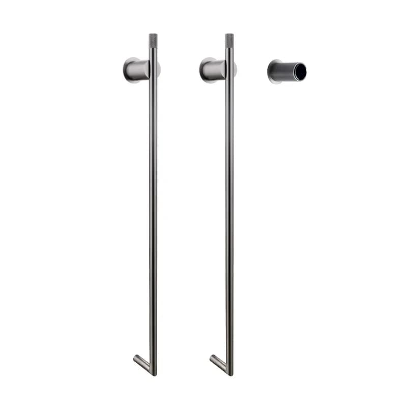 Portasciugamani elettrico a scomparsa grigio canna di fucile, per uso domestico, con funzione di asciugatura e riscaldamento, in acciaio inossidabile dal design minimalista.