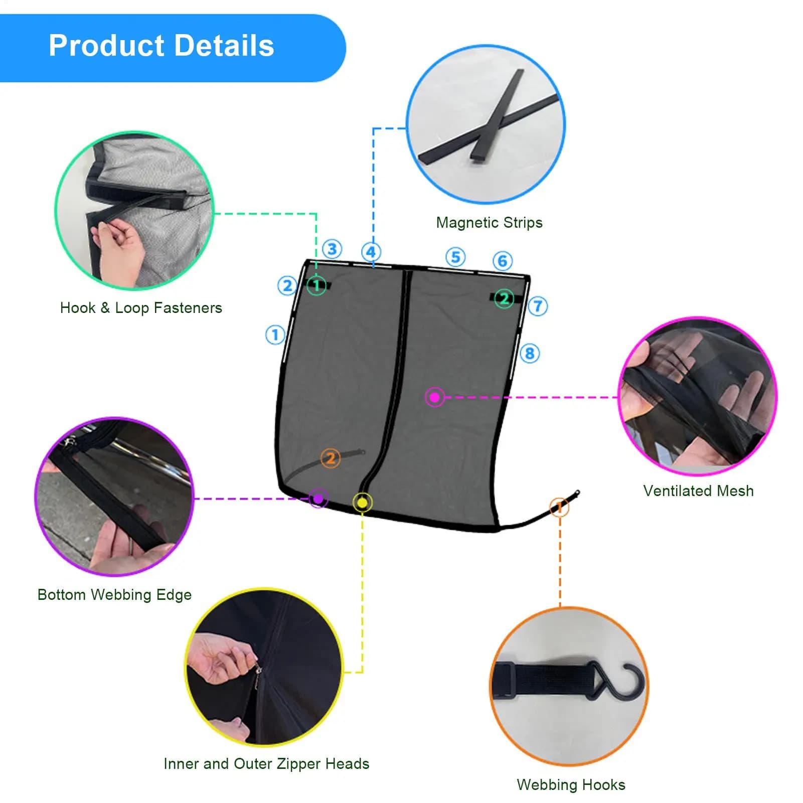 Camping Tent with Solar Protection Network Magnetic SUV Resistant Mosque Rear Carrier SUV for Truck Trailer van
