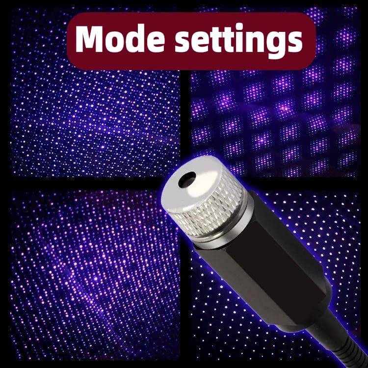 Mini Proiettore LED per Tetto Auto, Luce Notturna Stellata, Lampada Atmosfera Galassia USB, Decorativa e Regolabile per Tetto Auto e Soffitto