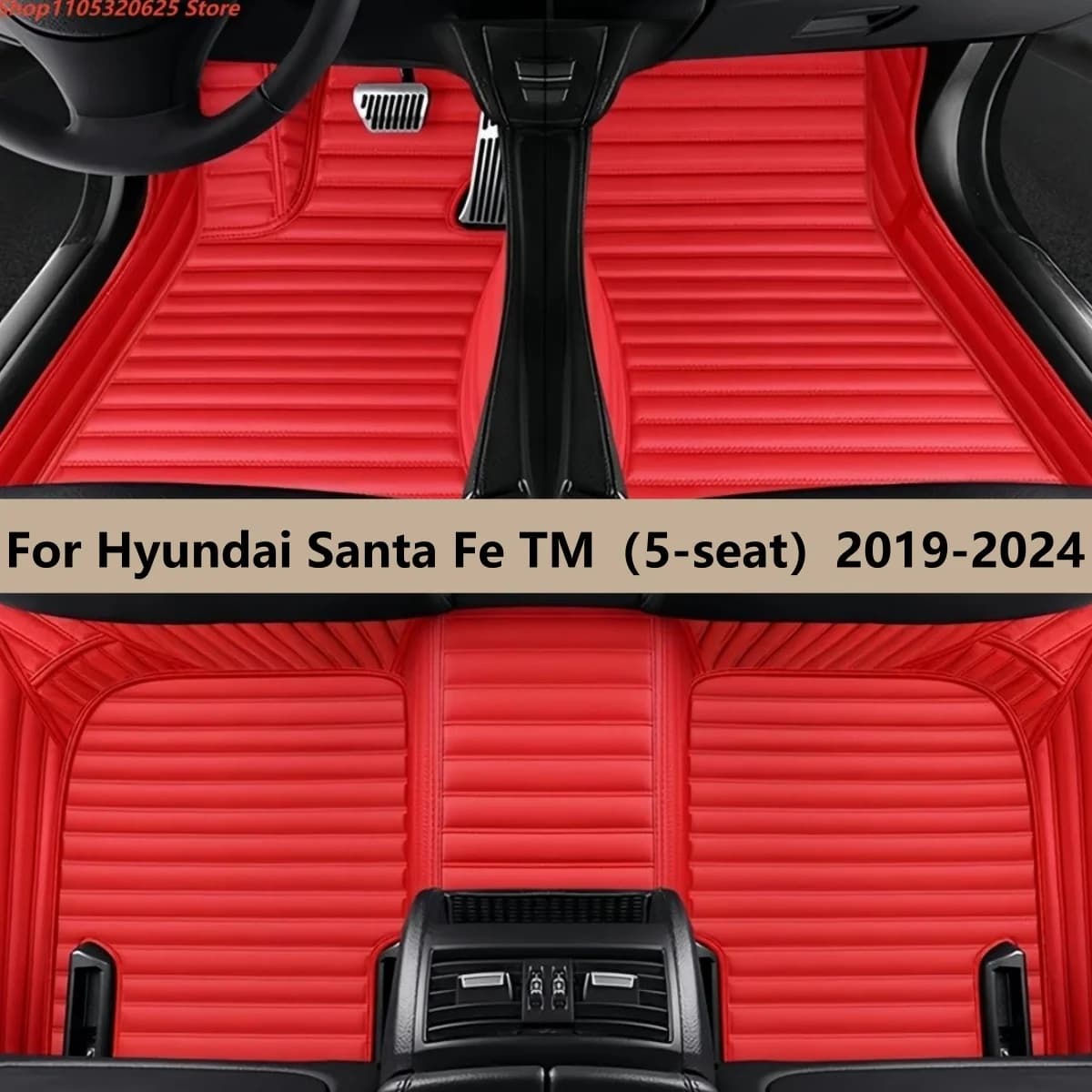 Car Floor Mats For Hyundai Santa Fe TM（5-seat）2019 2020 2021 2022 2023 2024 Interior Details Accessories Artificial Leather