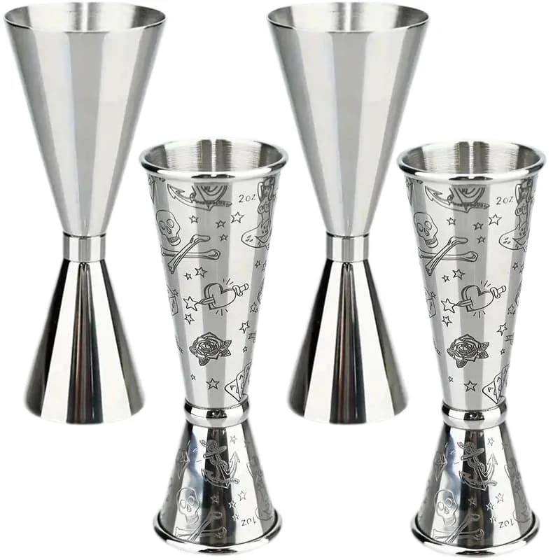 Jigger per Cocktail in Acciaio Inox 30/60ml, Doppio Misurino per Liquori, Accessori per Bar Domestico, Feste e Club, Utensili da Bar