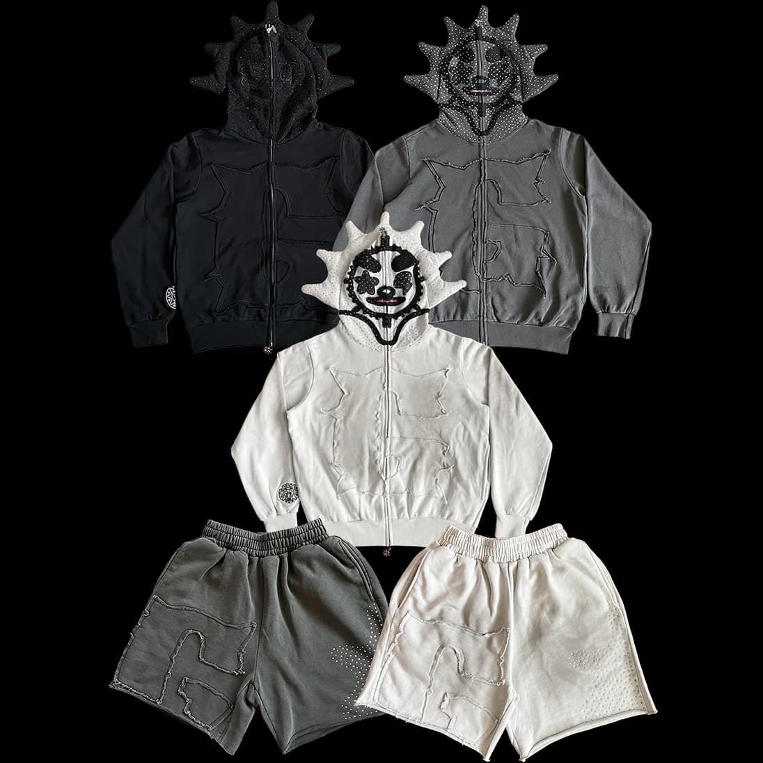 Glo Gang the Glory Full Zip Hoodie Embroidered Rhinestone Hoodie Men's Casual Wear Resistant Long Sve Zipper Sweatirt
