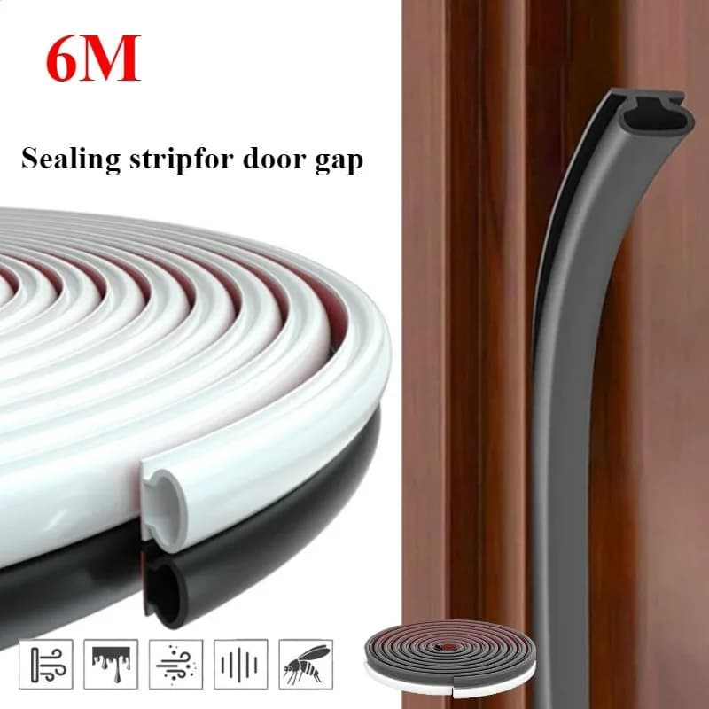 6M Spellatura meteorologica Guarnizione per porta Striscia di tenuta per finestra e porta Isolamento acustico Supporto autoadesivo Striscia meteorologica per porta della camera da letto a forma di D