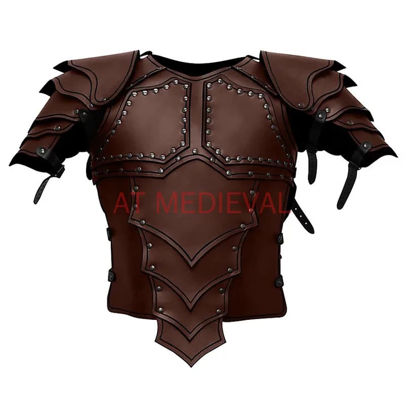 Medieval Faux Leather Chest Armor, Vintage Pauldron Shoulder Armor Adjustable Mercenary Knight Archer Vest Armour