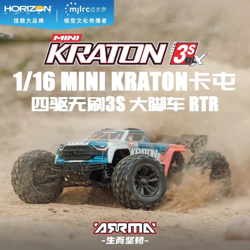 ARRMA 1/16 MINI KRATON auto a quattro ruote motrici brushless 3S, versione RTR con ricarica elettrica