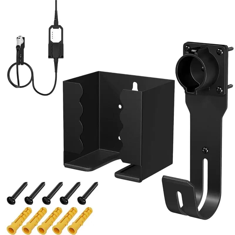 For J1772 Connector EV Holder Wall Mount Kit J-Hook Cable Charging Box Docking Station