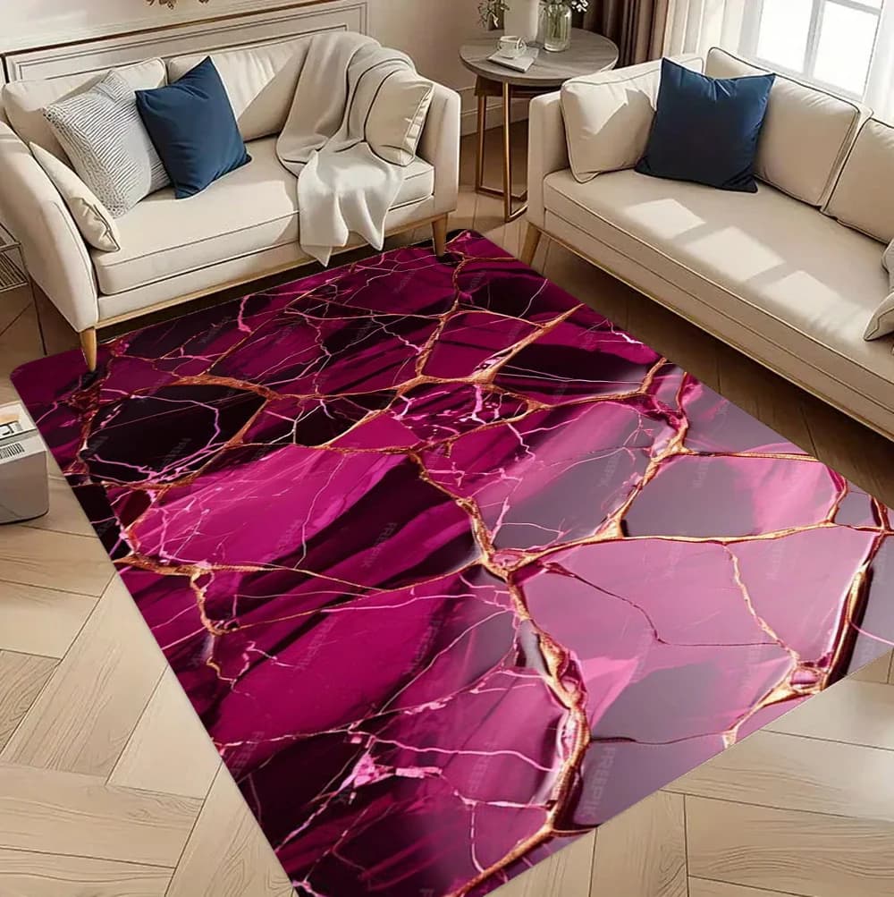 Purple Marble Texture Rug, Ultra Soft Machine Washable & Non-Slip, Ideal for Living Room, Bedroom, Kitchen, Dining Room Carpet