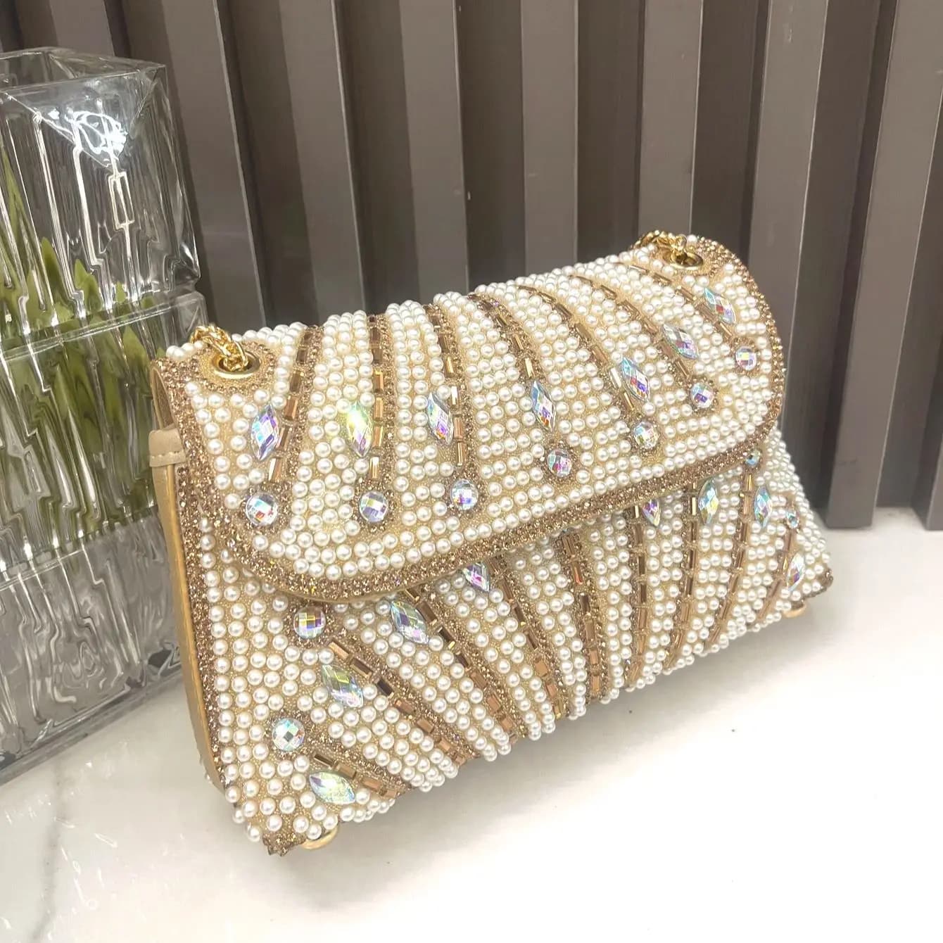 Pochette da sera con strass borse e borsetta borsa a tracolla di design di lusso borsa da donna con pochette in cristallo lucido