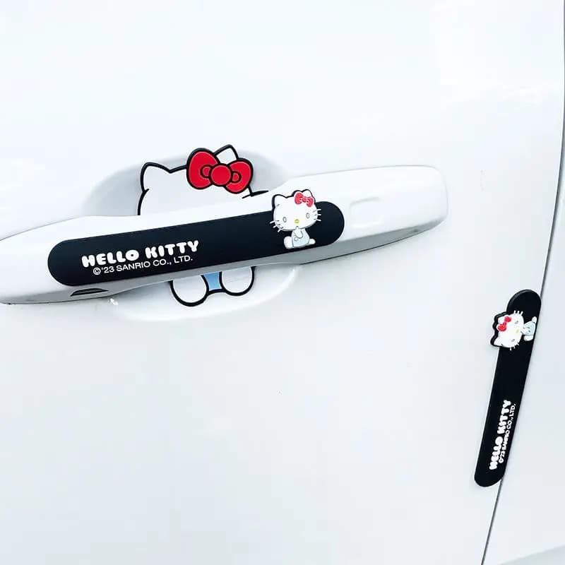 Wall stickers for car door handles Hello Kitty, cute anti-scratch stickers in the shape of animated cartoon Kawaii, outdoor accessories for cars