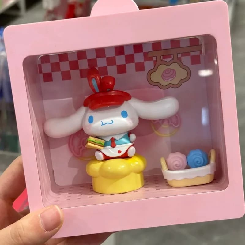 Autentica Serie Anime Sanrio Family Restaurant Blind Box con Figure di Kuromi, Pochacco, Hellokitty e Melody, Ornamento da Scrivania, Modellino Regalo