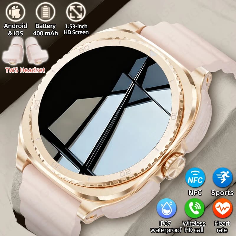 LIGE 2 in 1 Auricolari TWS Smartwatch 1.53" per Uomo e Donna, NFC, Fitness, Monitoraggio Frequenza Cardiaca, Orologio Intelligente con Auricolari per Musica 2026