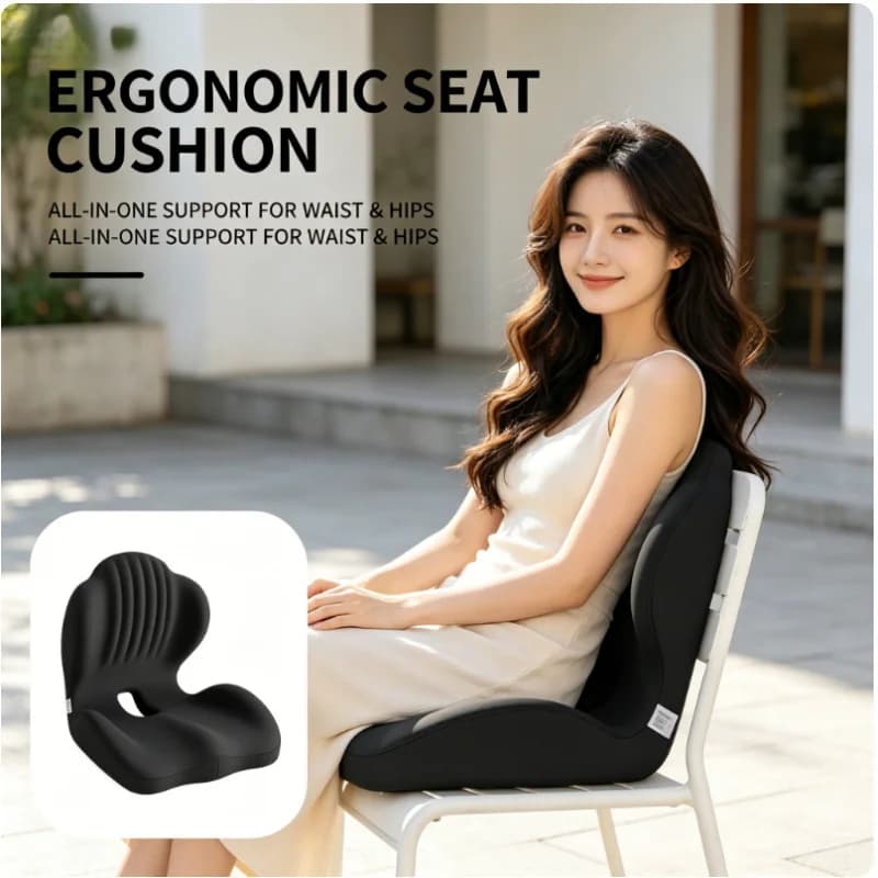 Cuscino Ergonomico in Memory Foam per Sollievo dal Dolore alla Schiena, Supporto Lombare 100% Puro per Sedia da Ufficio e Auto, Comfort per Tutto il Giorno