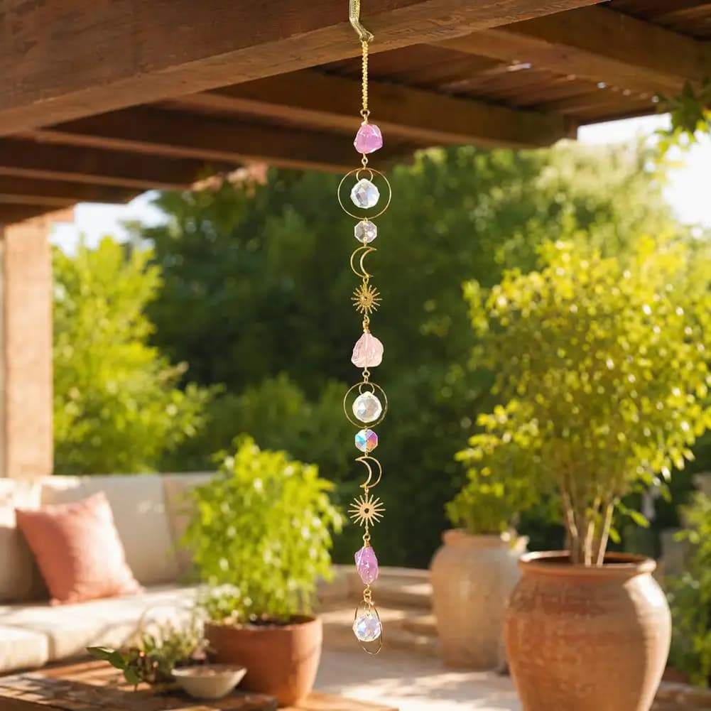 Wind Chimes Hanging Ornaments Crystal Sun Catcher Crystal Prism Suncatcher Window Decor Rainbow Maker Pendant for Valentine's