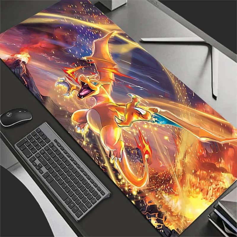 Mouse Mat Anime Gaming Accessories Big carpet for PC players Computer Office Laptop Keyboard P-Pokemons Charizard Mausepad desk