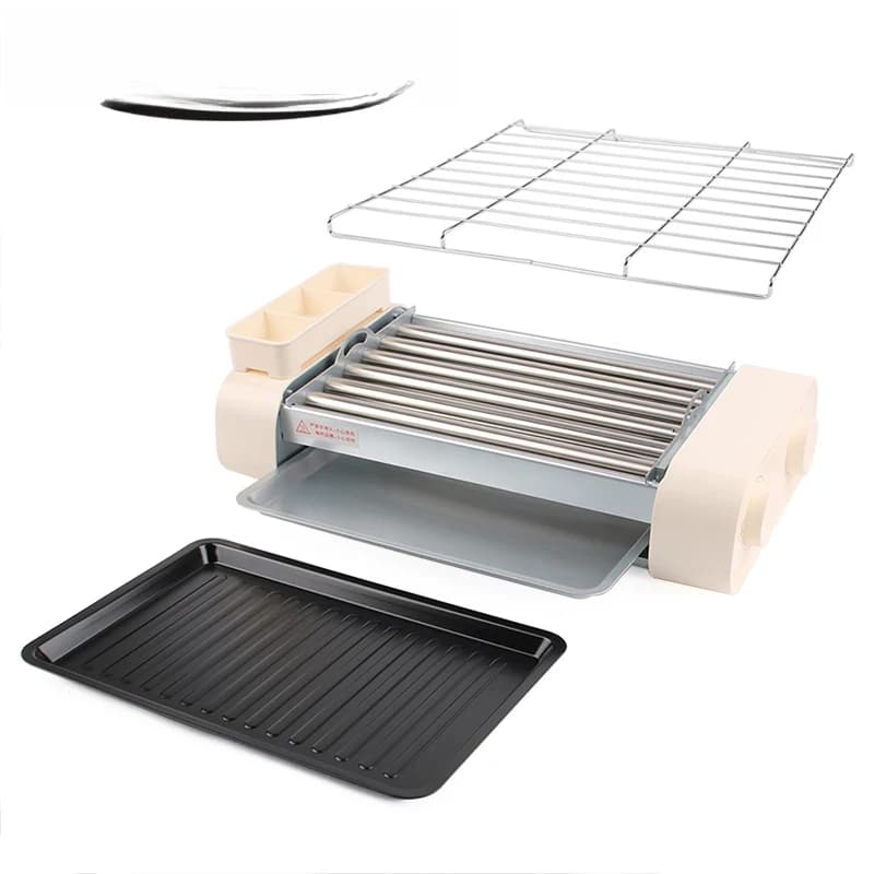 Griglia Elettrica Multifunzione a 4/6 Spiedini Rotanti Automatici per Salsicce, Macchina per Hot Dog, Piastra per Barbecue