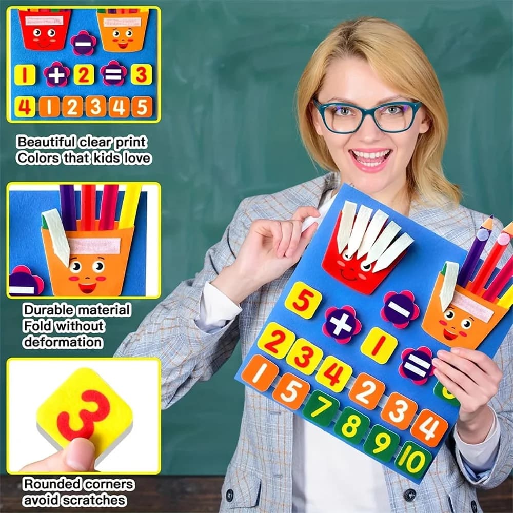 Felt Learning Washer Toys for Kids Educational Toy DIY Addition Sottration Card for the illumination of finger teaching