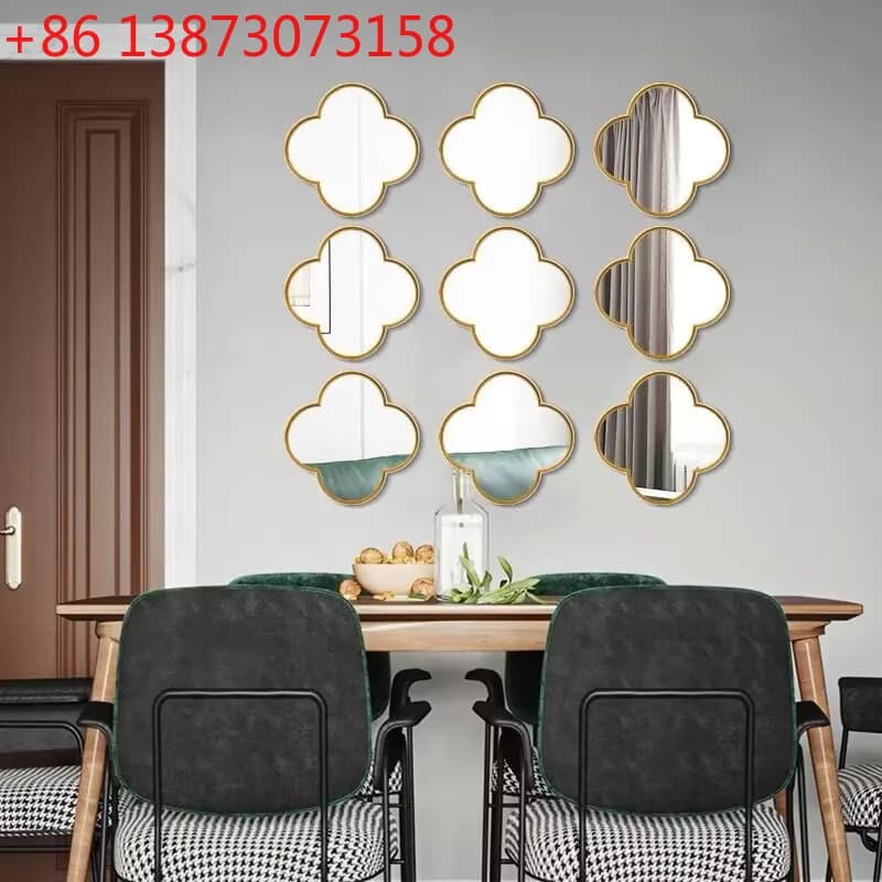Decorazione da parete di lusso americana leggera, combinazione di pareti del soggiorno, specchio per il trucco a quadrifoglio per bagno di fascia alta