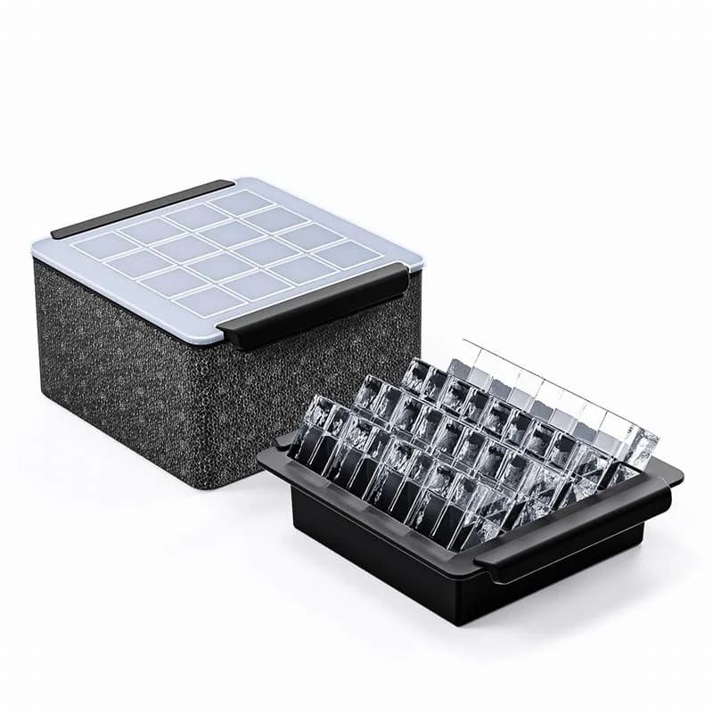 Stampo per cubetti di ghiaccio trasparente, in silicone, 1 tra gli 8 generosi contenitori per ghiaccio commerciali senza bolle