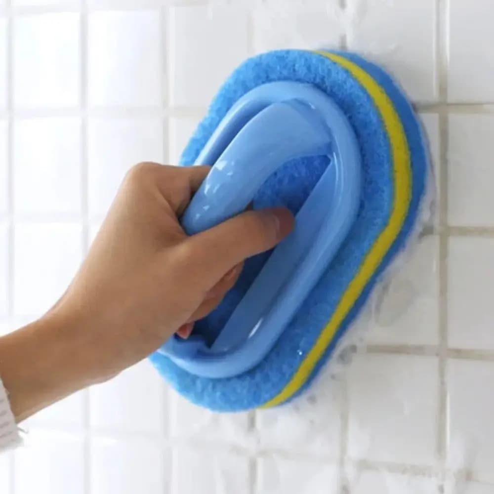 Multi Functional Cleaning Sponge with Handle for Kitchen Bathroom Tile Glass Bathtub Stain Removal Easy Grip Design