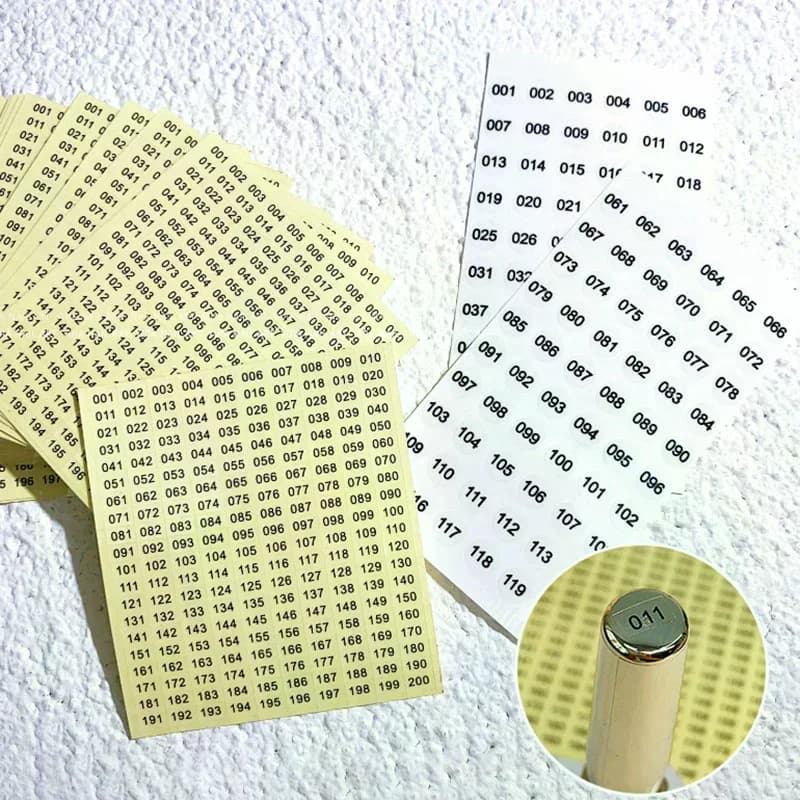 4 Fogli (1/4 Fogli) di Etichette Adesive Impermeabili con Numeri Laser per Fai da Te, Artigianato, Smalto per Unghie e Rossetti