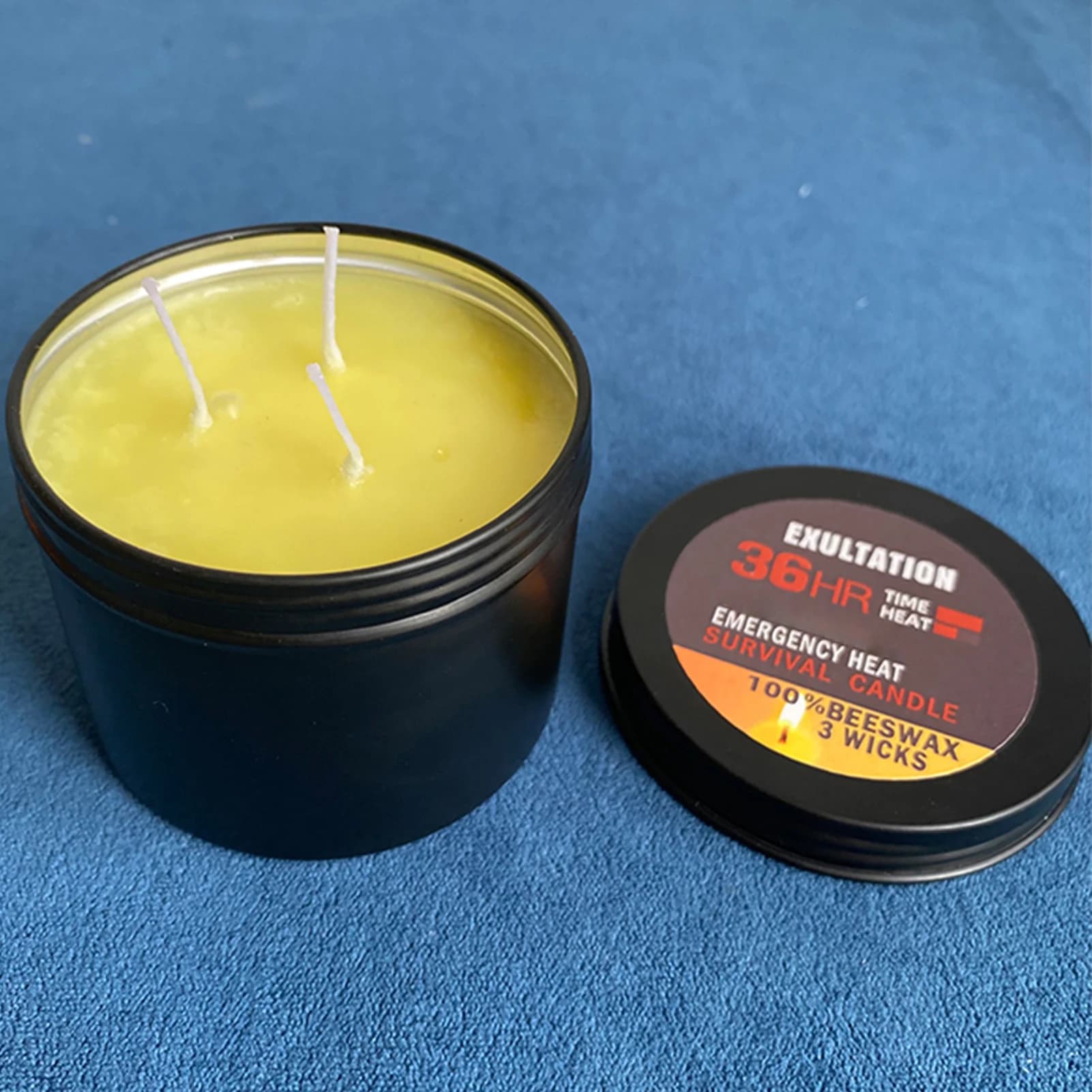 36-hour survival candle 3- ecological odorless candle with lid Home spare parts for emergency