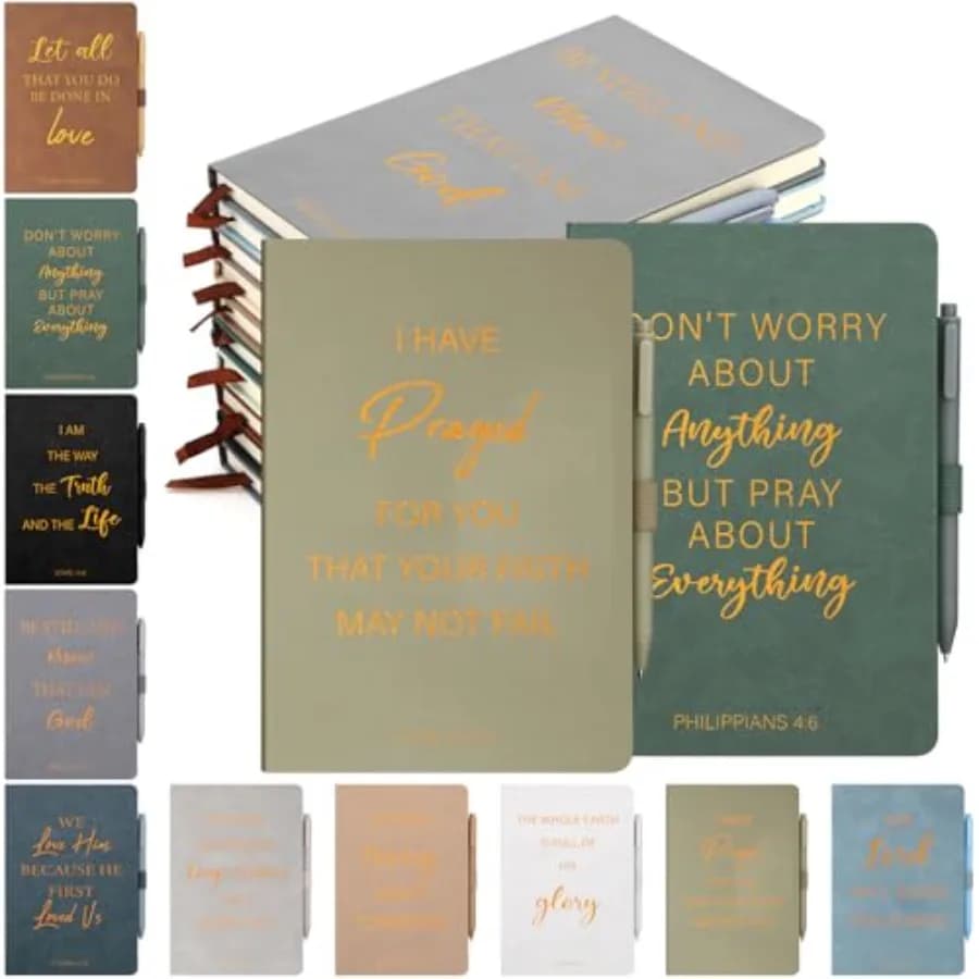 20 Pcs Christian Gifts Bulk 10pcs Leather Christian Journals for Women Bible Leather Notebooks with 10pcs Pens Inspirational A5