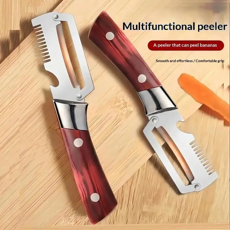 (BF06)3-in-1 Serrated Peeling Knife Premium Vegetable Peeler With Handle And Bottle Opener Kitchen Tool