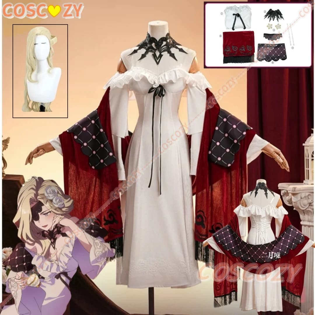 Game Genshin Impact La Signora Cosplay Costume Wig Props Rosalyne Pajamas Full Set Women's Elegant Dress Halloween Party Con