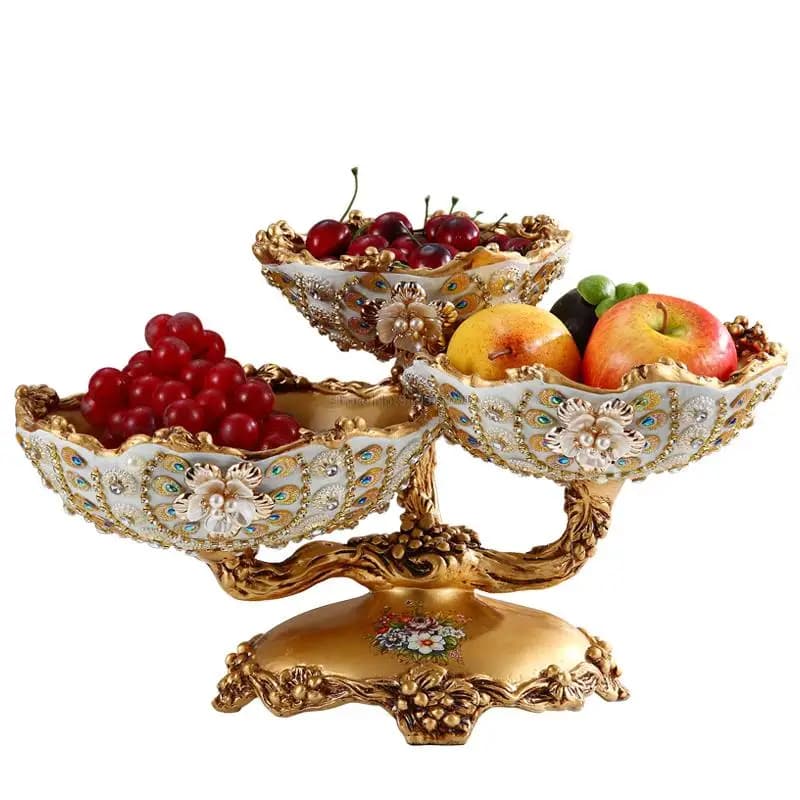 Bellissimo piatto in resina naturale con applique in stile arabo, vassoio per frutta secca multistrato, materiale da scrivania alla moda