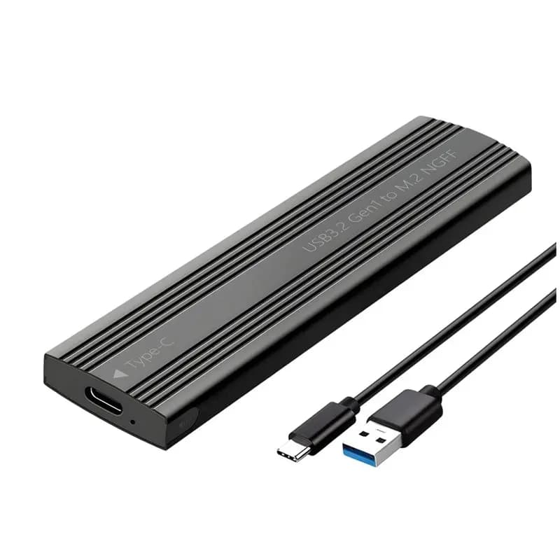 B44C External Hard Drive Box M. 2 SATA SSD Enclosure Case USB3.2 Gen1 5Gbps Type-C M. 2 NGFF B+ M Key M. 2 SSD Case Black