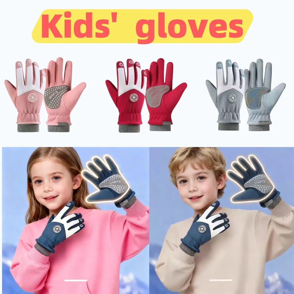 Winter gloves for children, suitable for children from 5 to 13 years, winter sports gloves, warm and comfortable, for cycling and skiing