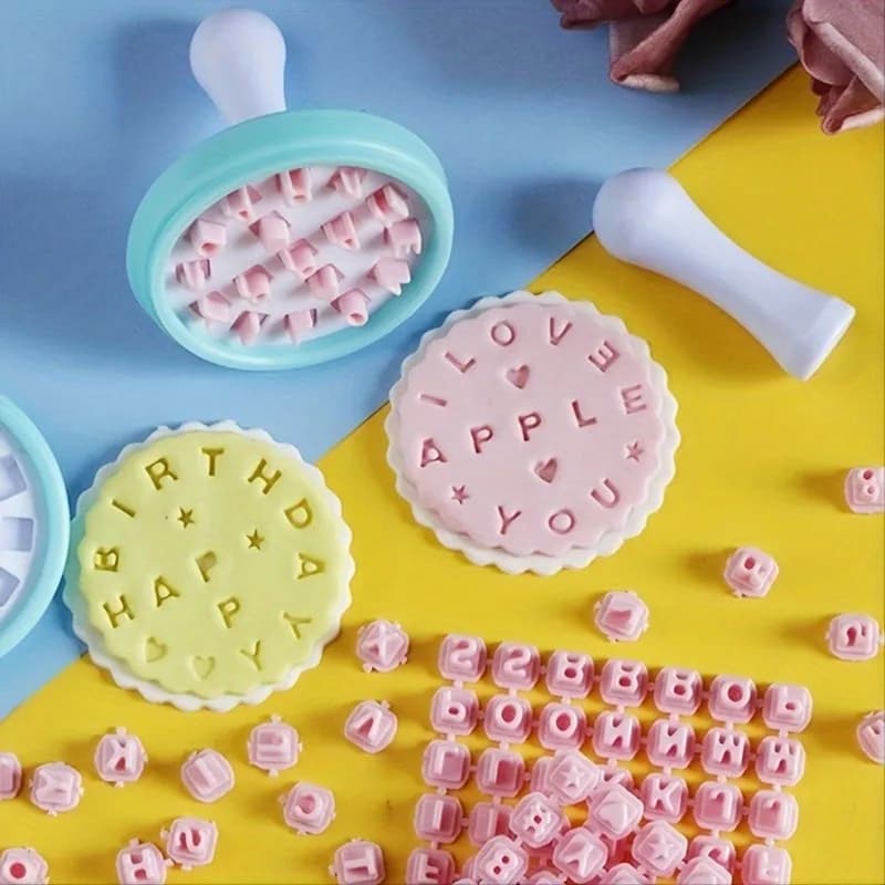 1set Customizable Alphabet Cookie Stamp Set-Create Unique Cookies with Interchangeable Lettersand Symbols-DIY Biscuit Cake Molds