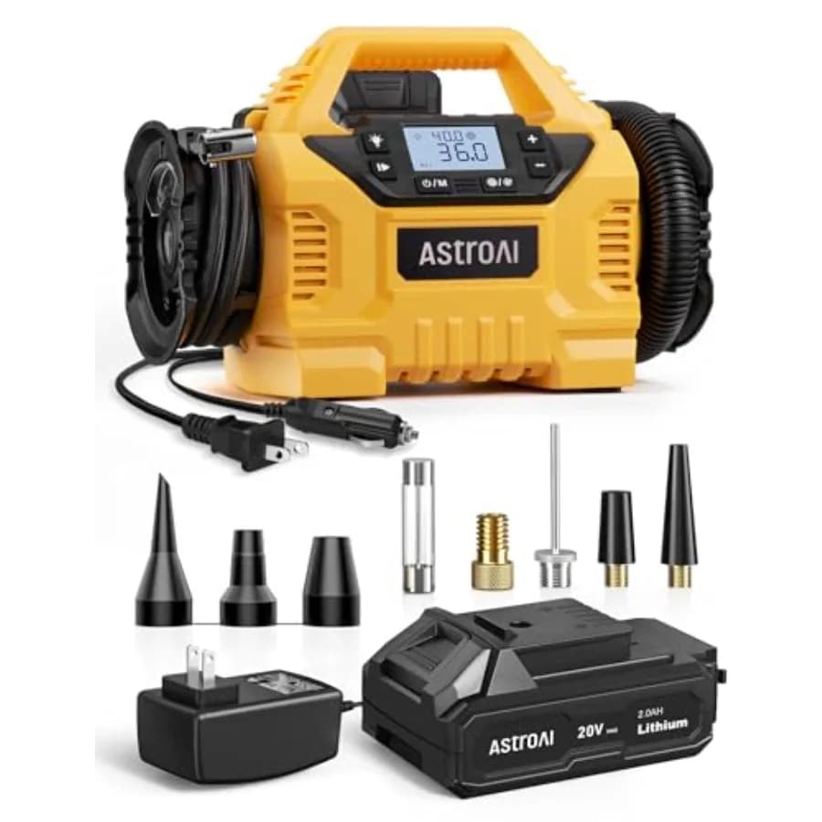 Compressore d'aria portatile per gonfiaggio pneumatici senza fili per auto 160PSI con schermo HD 3 fonti di alimentazione Doppi motori potenti Ai resistente
