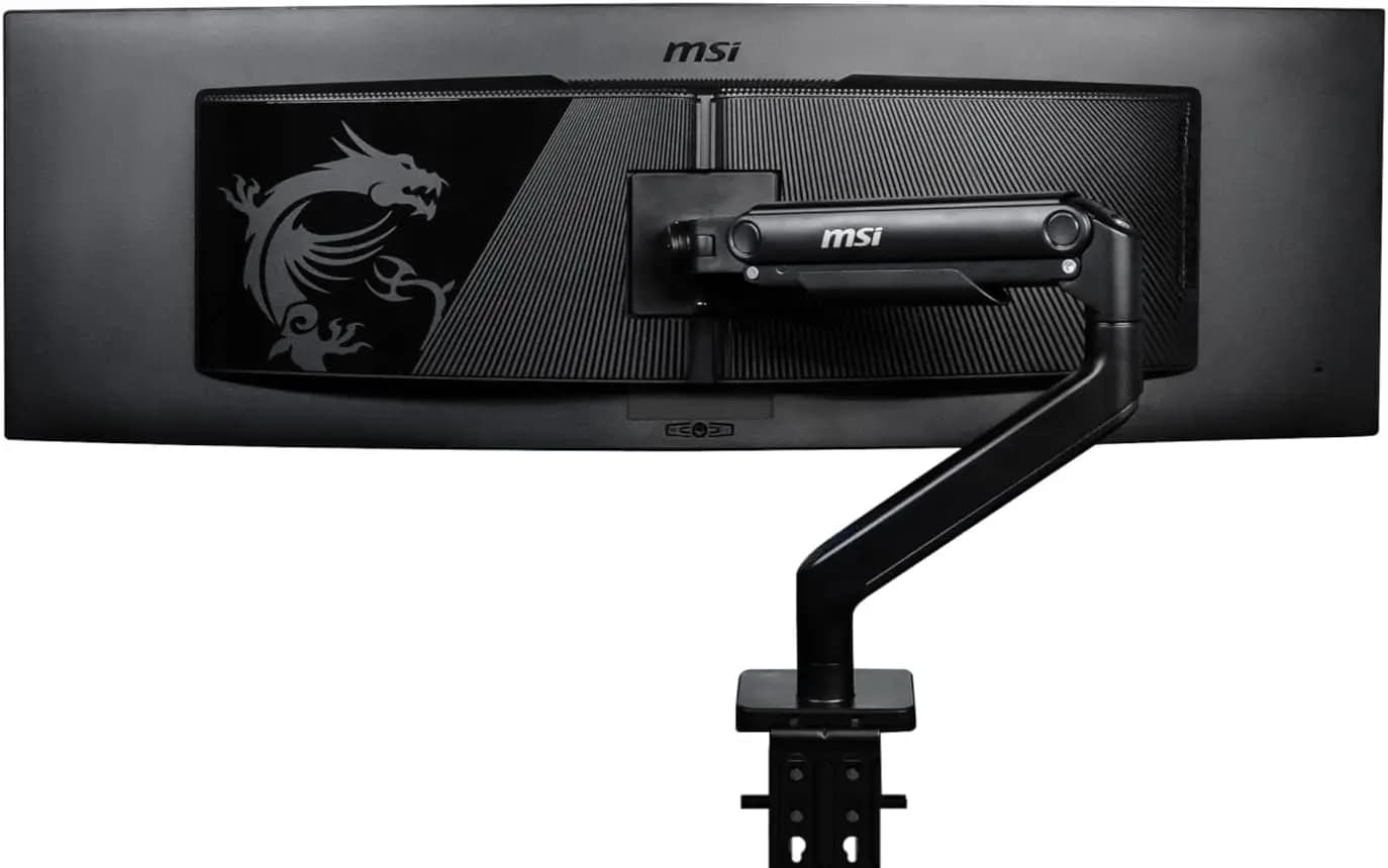 Supporto per monitor singolo resistente, supporta schermi da 17-49 pollici e fino a 20 kg, supporto regolabile con molla assistita, con morsetto e passacavo.