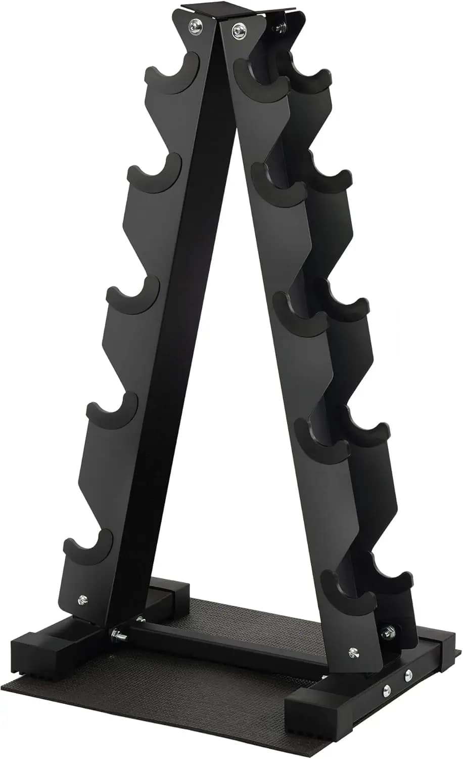 Vertical handlebar holder, A-shaped design for space saving in home gym, option at 4 or 5 levels