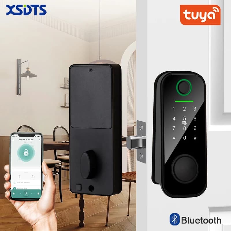 Tuya TT-Lock Bluetooth Ingresso elettronico Serratura intelligente Catenaccio Impronta digitale biometrica / Scheda / Password / Chiave / USB Emergenc