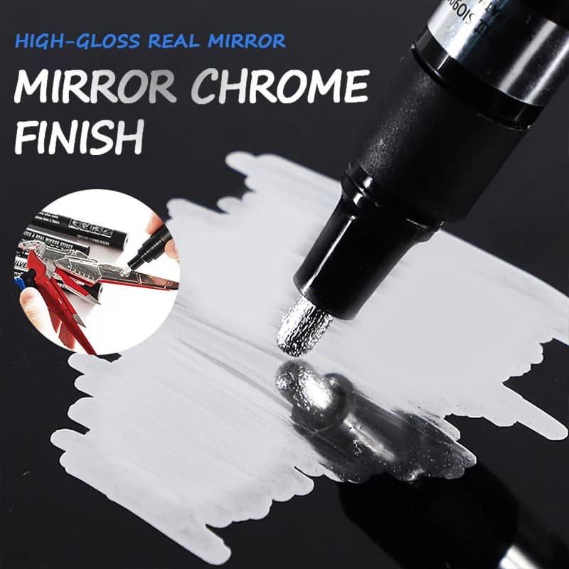 1pcs Chrome Pen Marker Mirror Waterproof Paint Repair For Rock Ceramic Glass Metallic Gold/Silver 0.7/1/3mm Nib