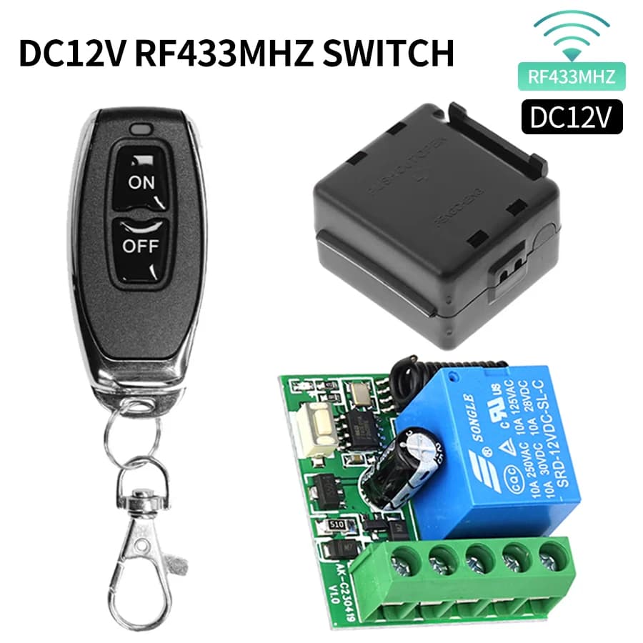 433 MHz DIY Wireless Circuit Breaker DC12V Mini Relay Module and Remote Control RF Transmitter for Garage Tent Electrodomestic