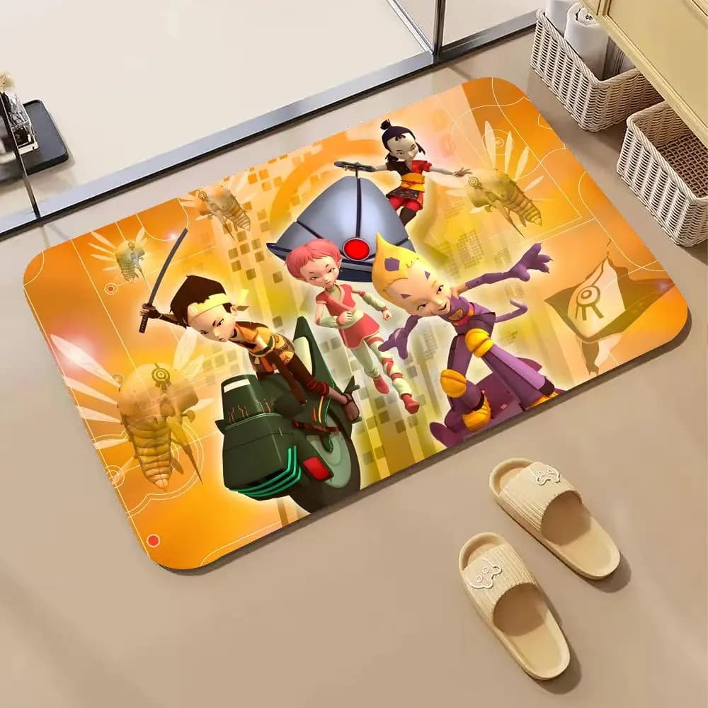 Anime C-Code L-Lyoko Floor Mat Diatomite Bath Mat, Quick Dry Absorbent Non-Slip Door Mat