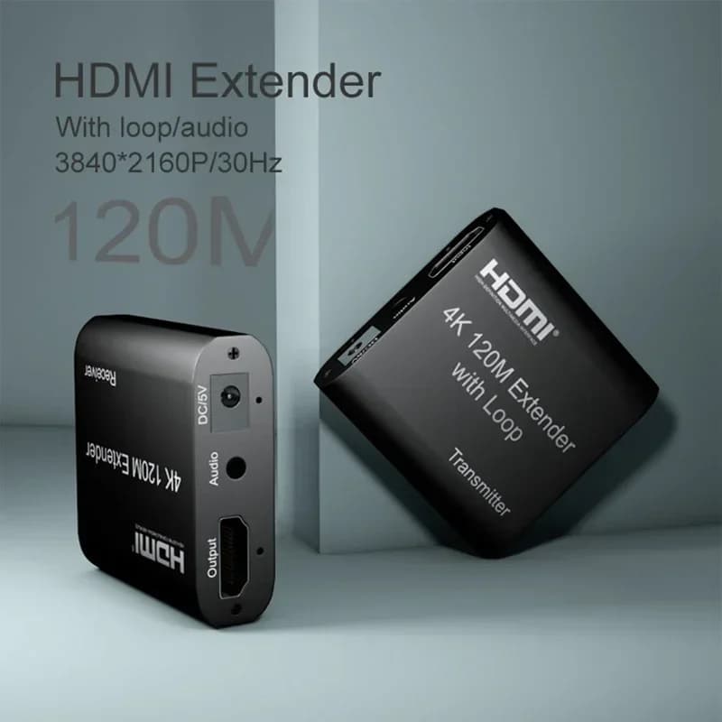 Extender HDMI 4K from 120M with Loop on CAT5e Cat6 RJ45 Extender from HDMI to Rj45 1080p 60m Audio EDID for PC PS4 Laptop to TV