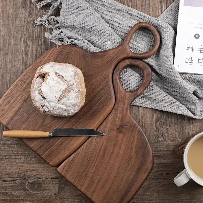 Set di Taglieri in Legno di Noce Nero Creativo, Vassoio per Pane e Bistecca, Blocco da Taglio per Verdure e Alimenti