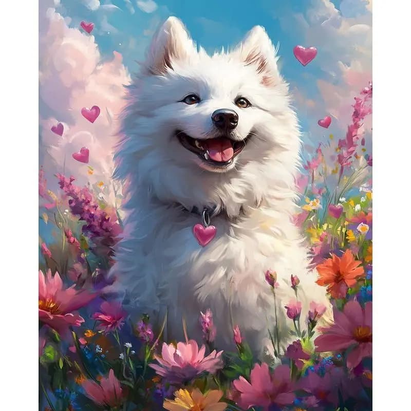 PhotoCustom Art Diy Diamond Embroidery Flower Dog Cross Stitch Kits Painting Animal Wall Decor