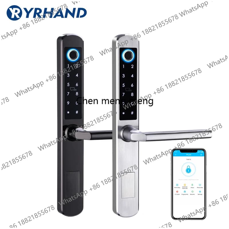 Serrature per porte biometriche impermeabili con impronta digitale, serratura elettronica intelligente con codice RFID per porte in alluminio e vetro