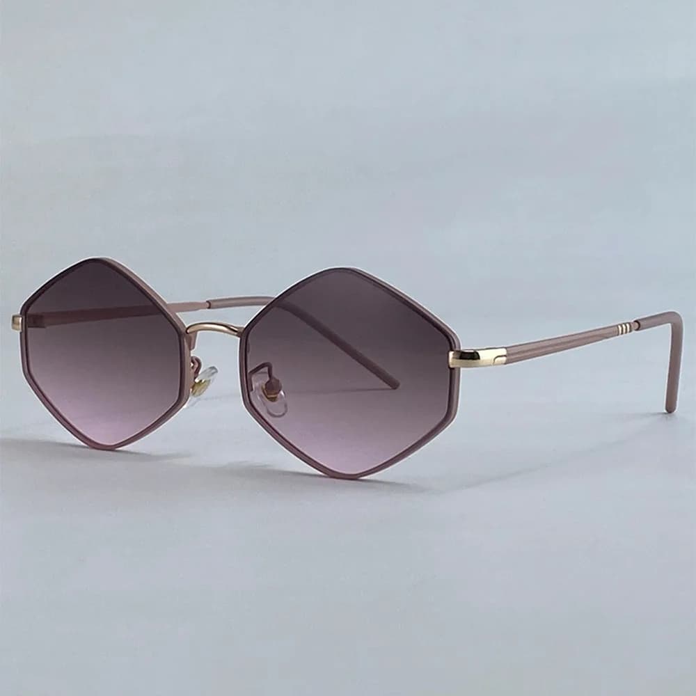 Fashion Hexagonal Sunglasses with Metal Frame, UV400 Protection, Luxury Polygonal Sunglasses, Unisex Irregular Sunglasses