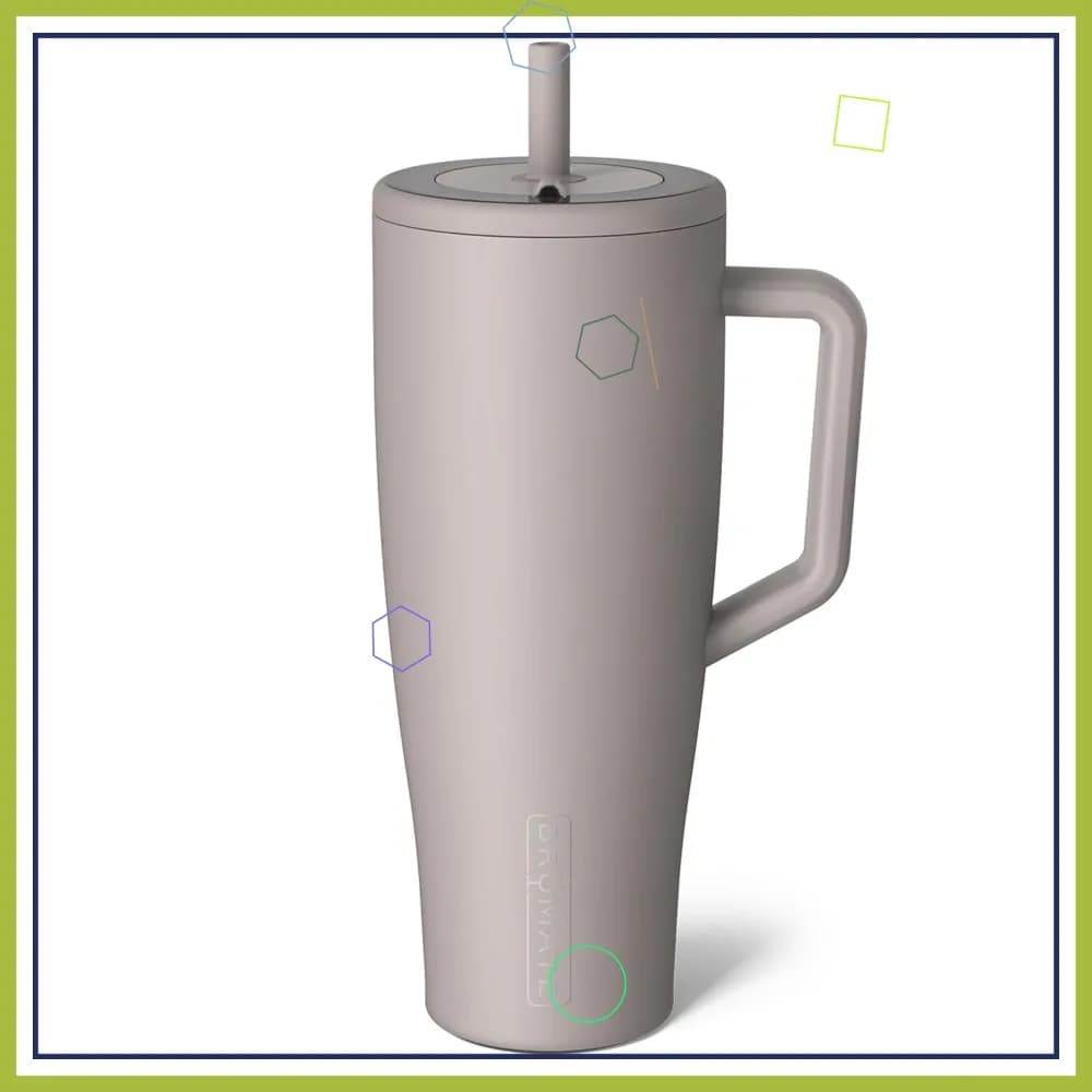 Tumbler Insulated by 40 oz with Handle and Candle, Stainless Steel Water Bottle Anti Drop, Compatible with Glass Holder, Mocha Color